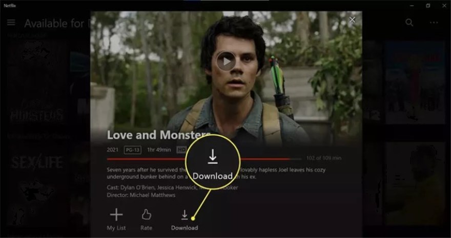 Click Download Icon on Netflix