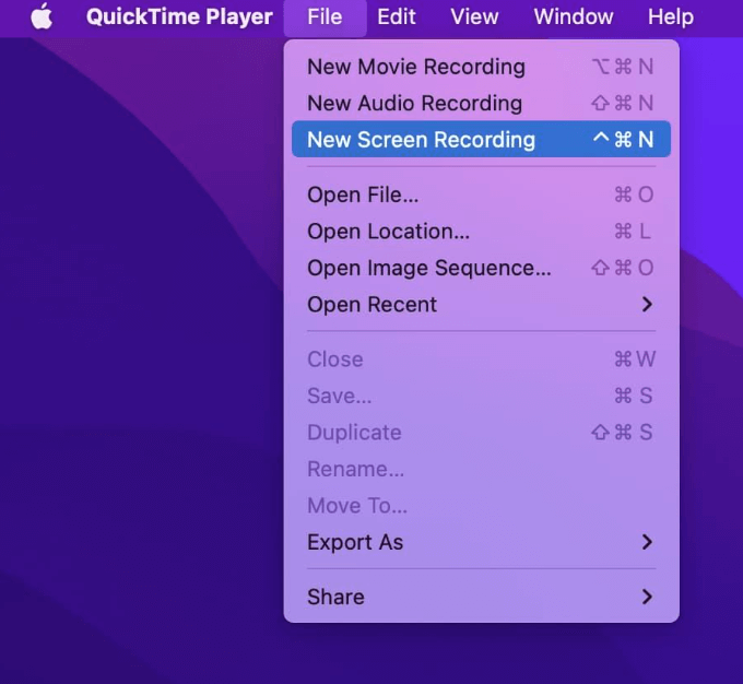 Choose New Screen Recording