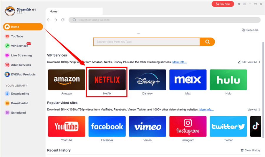 Choose Netflix in StreamFab