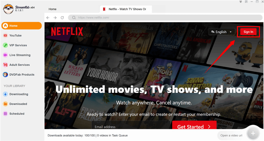 Sign In Netflix Account in StreamFab