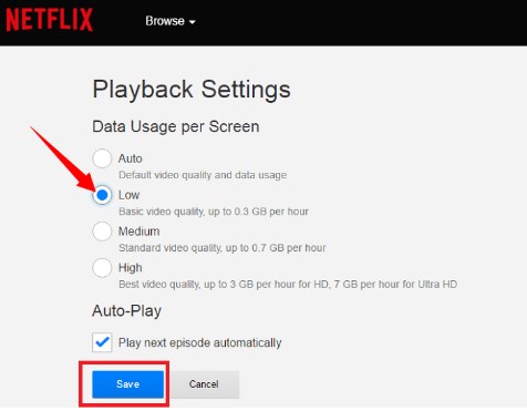 Netflix Playback Settings