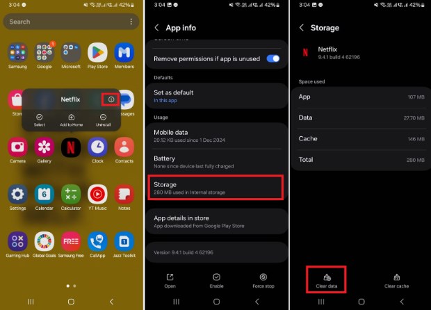 Clear Netflix App Data