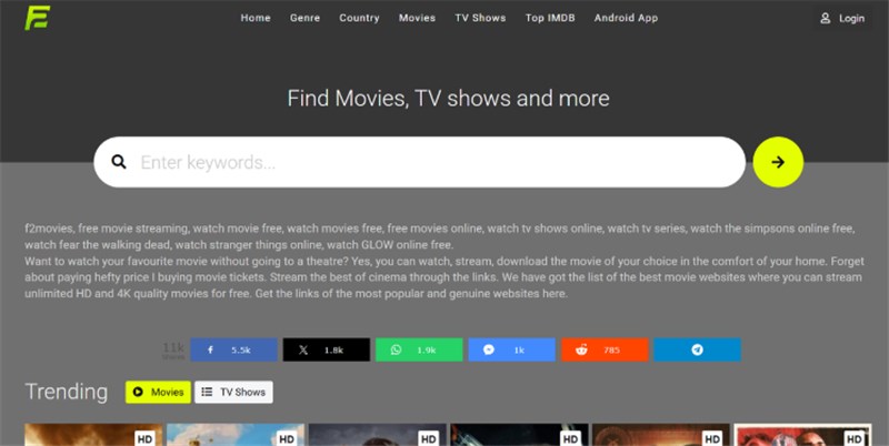 F2movies Interface