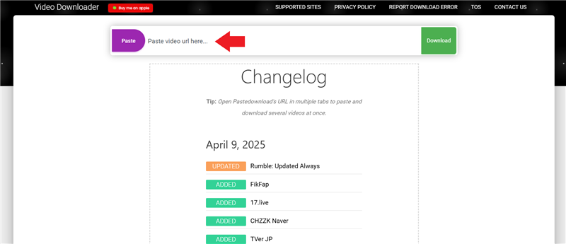 Paste URL in PasteDownload