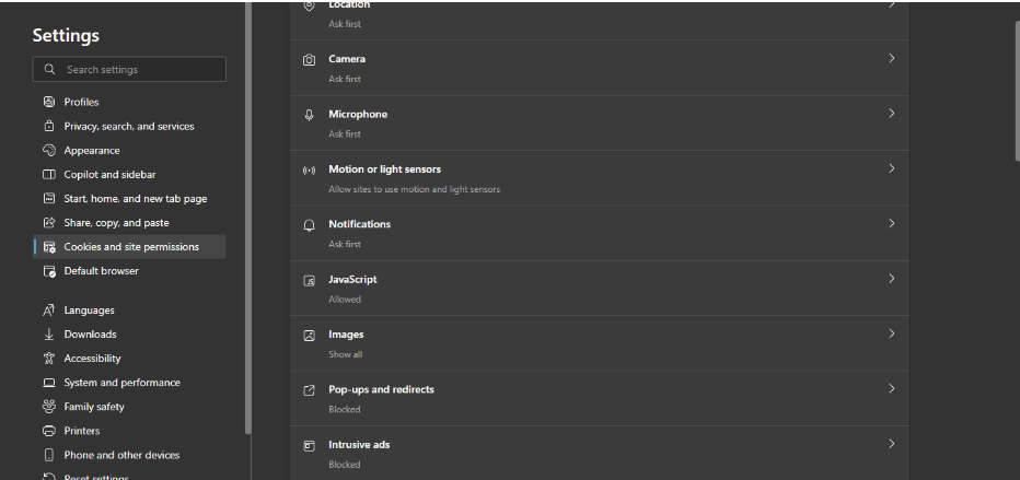 Delete Cookies and Site Data