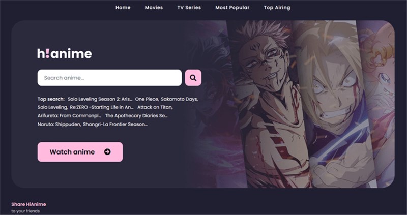 HiAnime Interface