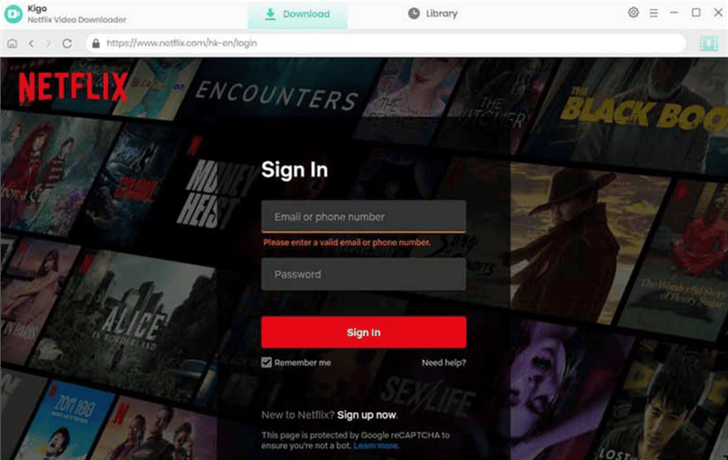 Sign in Netflix Account on Kigo Downloader