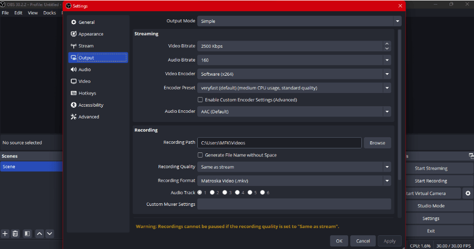 Adjust Settings in Output