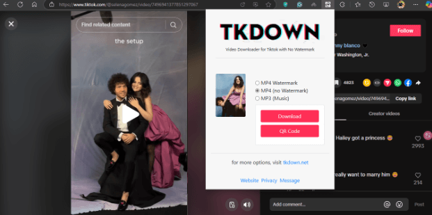 Choose MP4 and Download