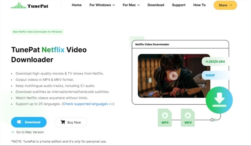 TunePat Netflix Video Downloader Interface