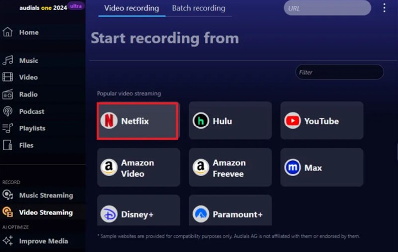 Audials Movie Interface