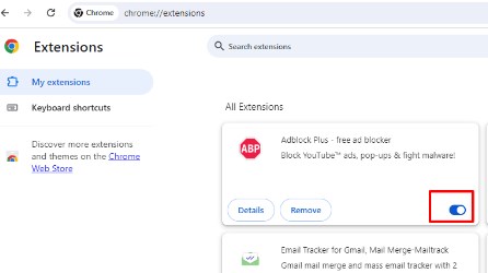 Disable Extensions