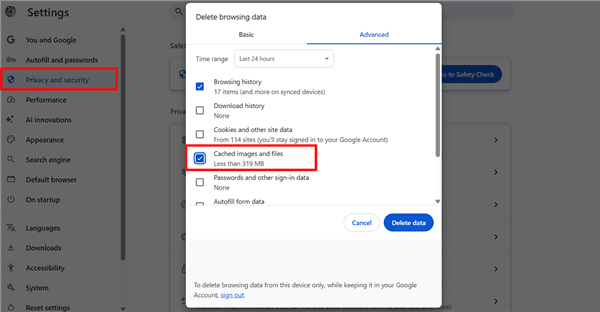 Clear Hulu Cache in Browser