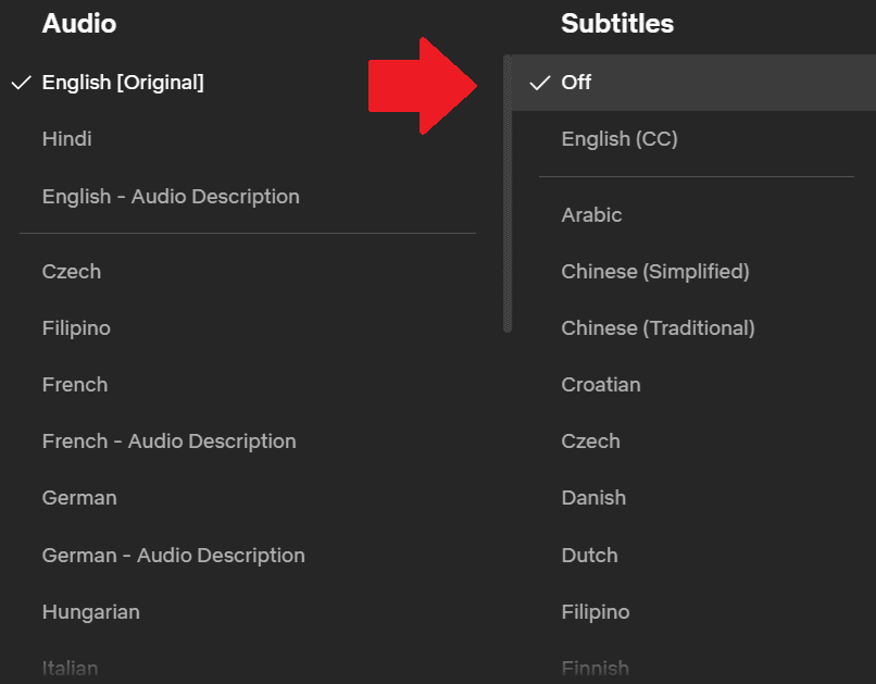 Turn Off Netflix Subtitles in Browser
