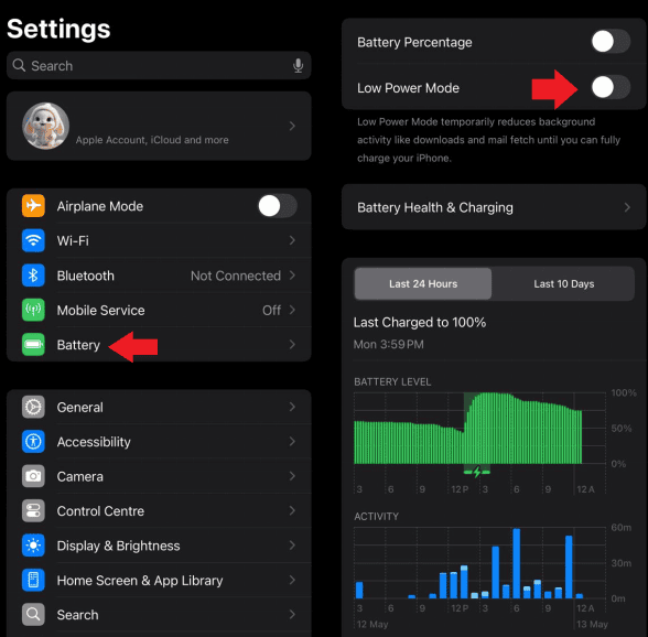 Disable Low Power Mode