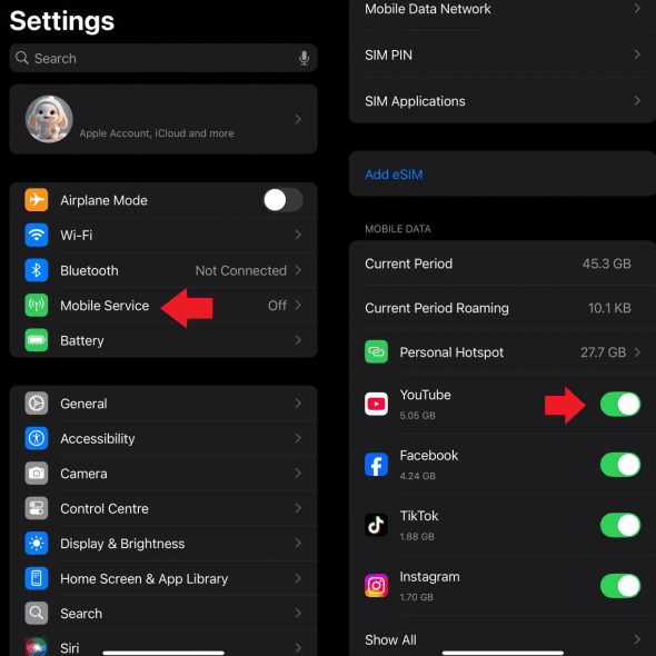 Enable Mobile Data Use for YouTube