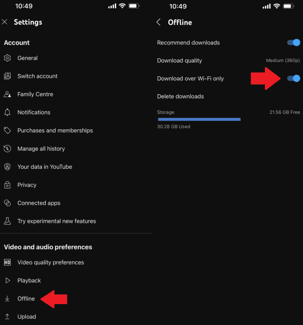 YouTube Download Settings