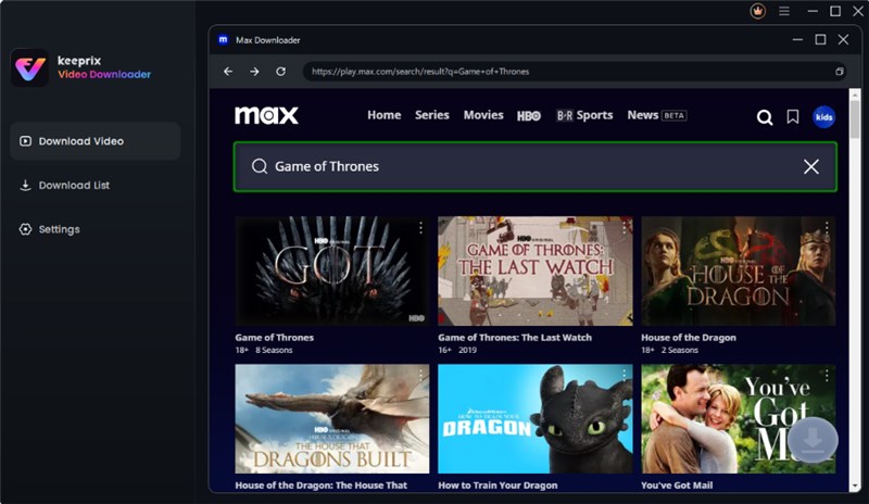 Search Movies on Max