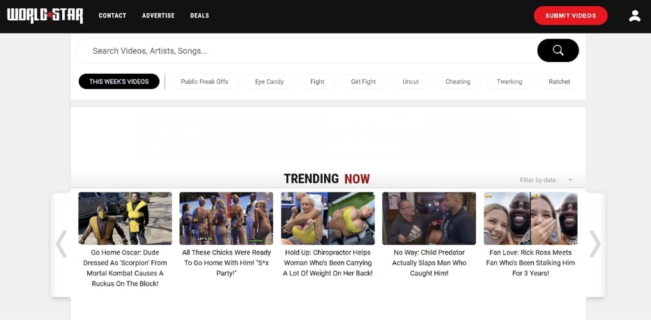 Main Interface of Worldstarhiphop