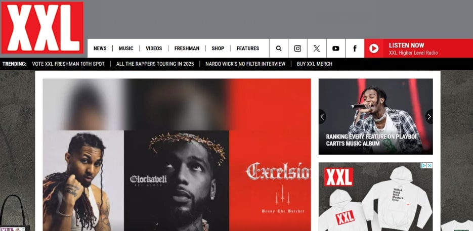 XXL Mag Website Interface 