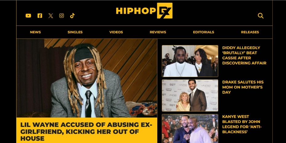 Hiphop DX Main Website Page