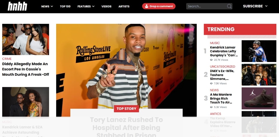 Main Interface of Hotnewhiphop