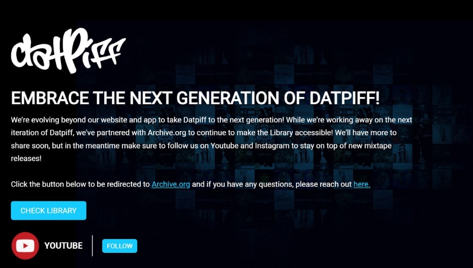 Homepage of Datpiff
