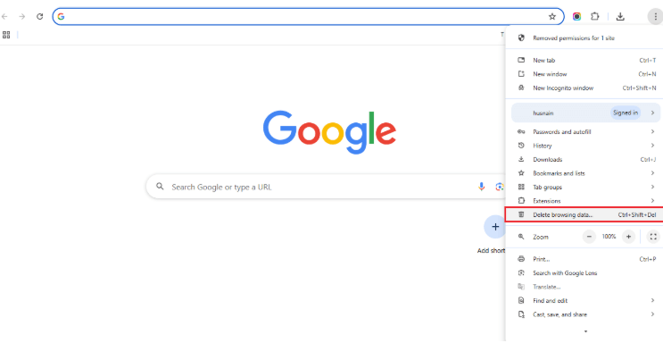 Click Delete Browsing Data