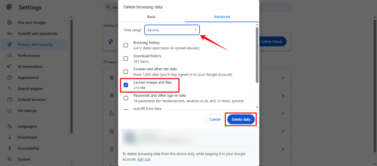Delete Cached Data