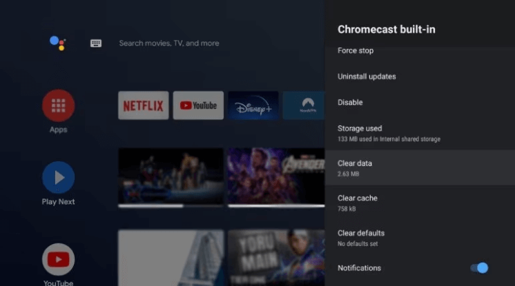 Clear Cache on Chromecast
