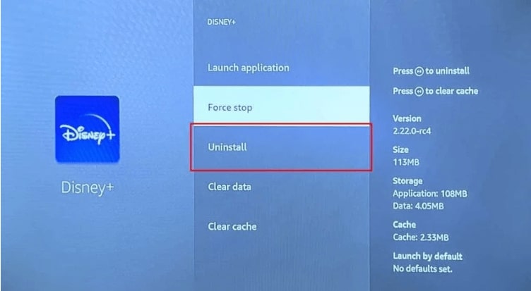 Uninstall Disney Plus from TV