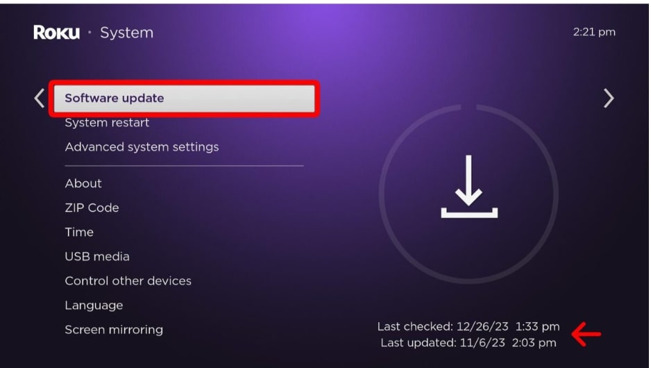 Choose Software Update