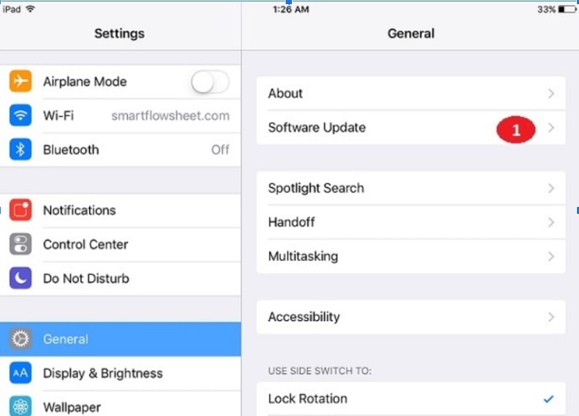 Choose Software Update in iDevice