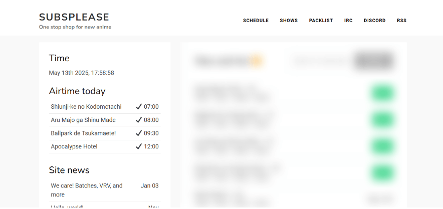 Subsplease Website