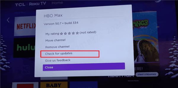 Check for Max Updates on Roku