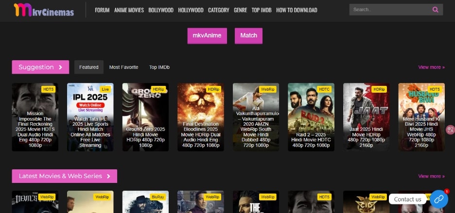 MkvCinemas Interface