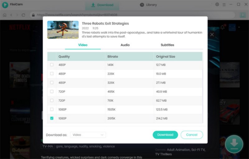 Download Netflix Video via FlixiCam