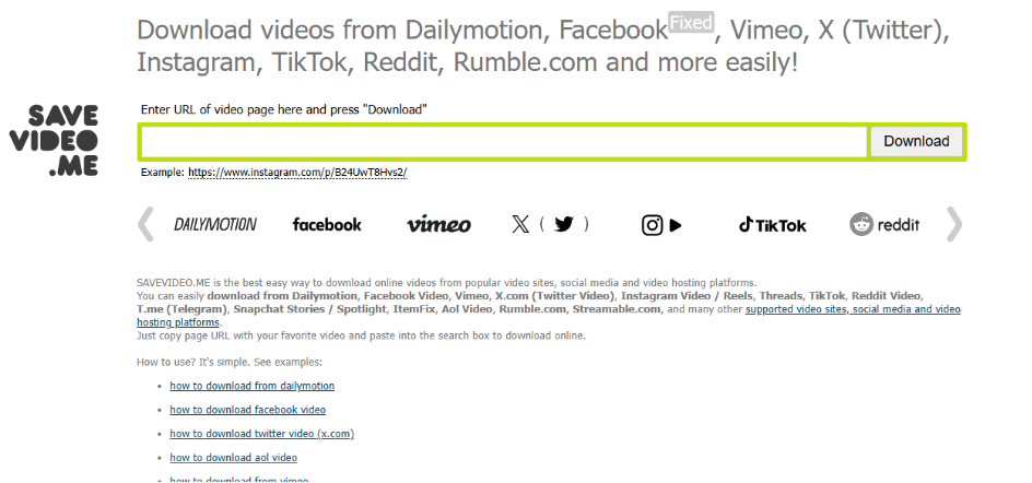 SaveVideoMe Interface