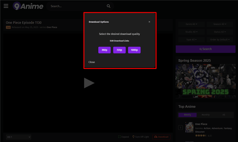 9Anime Download Resolution