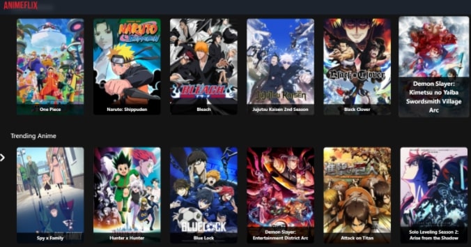 AnimeFlix Interface
