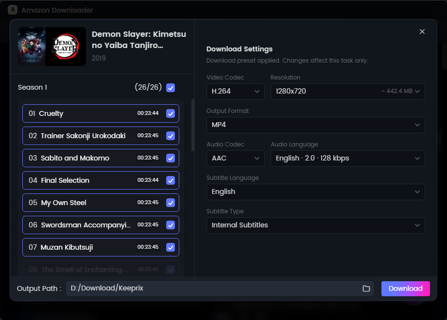 customize download settings