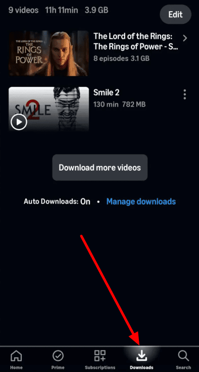 Amazon Prime Downloads on iPhone