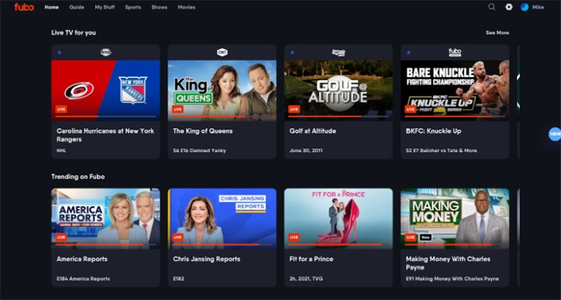 FuboTV Interface