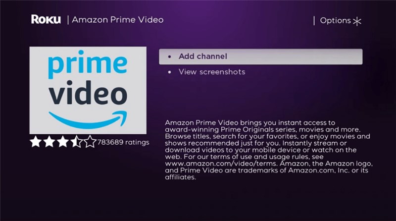 Install Amazon Prime on Roku