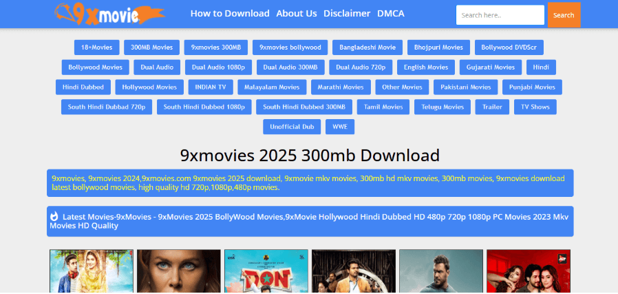 9xmovies Interface