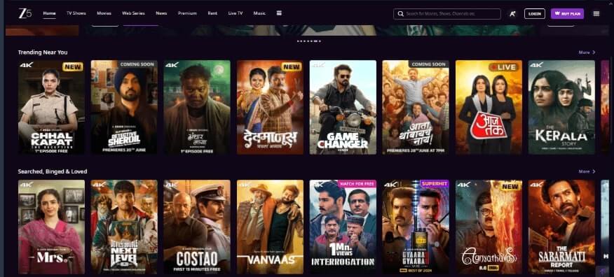 Zee5 Interface