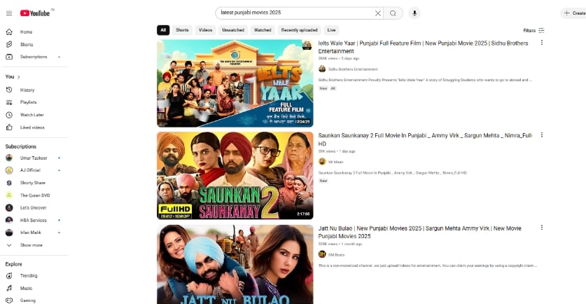 Youtube Interface