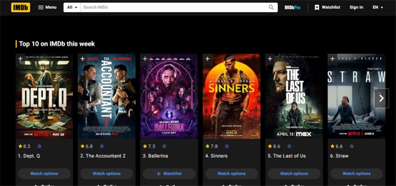 IMDb TV Interface
