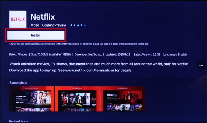 Install Netflix on Smart TV