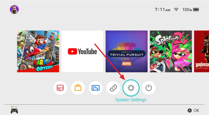 Enter System Settings on Nintendo Switch
